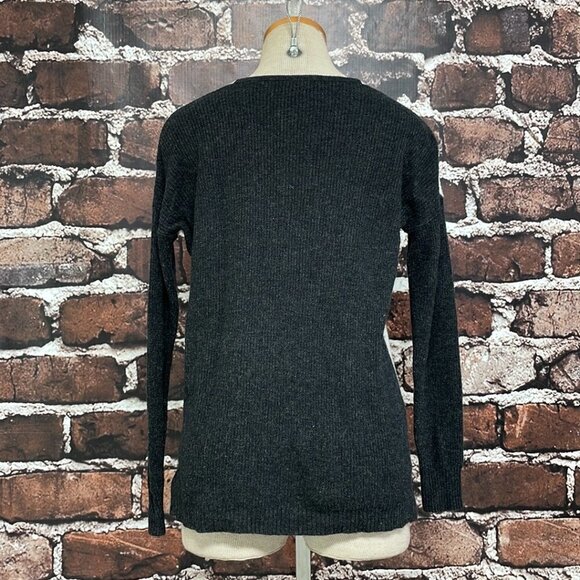 Madewell Pullover Sweater V Neck Wool Knit Gray Black Size XXS XX Small - Picture 8 of 14